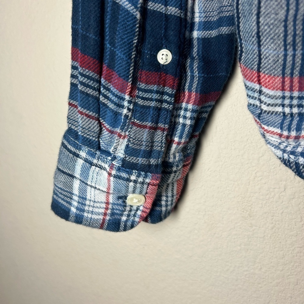 Abercrombie & Fitch Men’s XS Muscle Flannel Y2K Blue/Red Plaid Soft Button Up - Picture 6 of 15